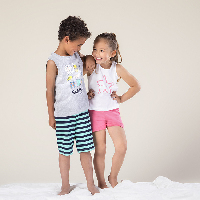 Pyjama court print étoile et short rose 