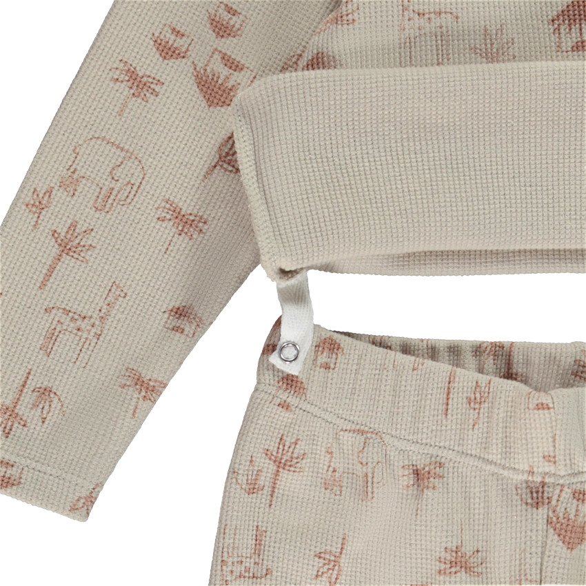 Pyjama 2 pièces en nid d'abeille imprimé savane pour bébé garçon 