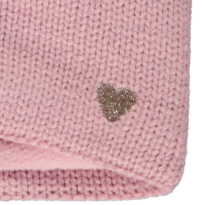 Snood uni en tricot et intérieur polaire avec cœur brodé pour bébé fille 
