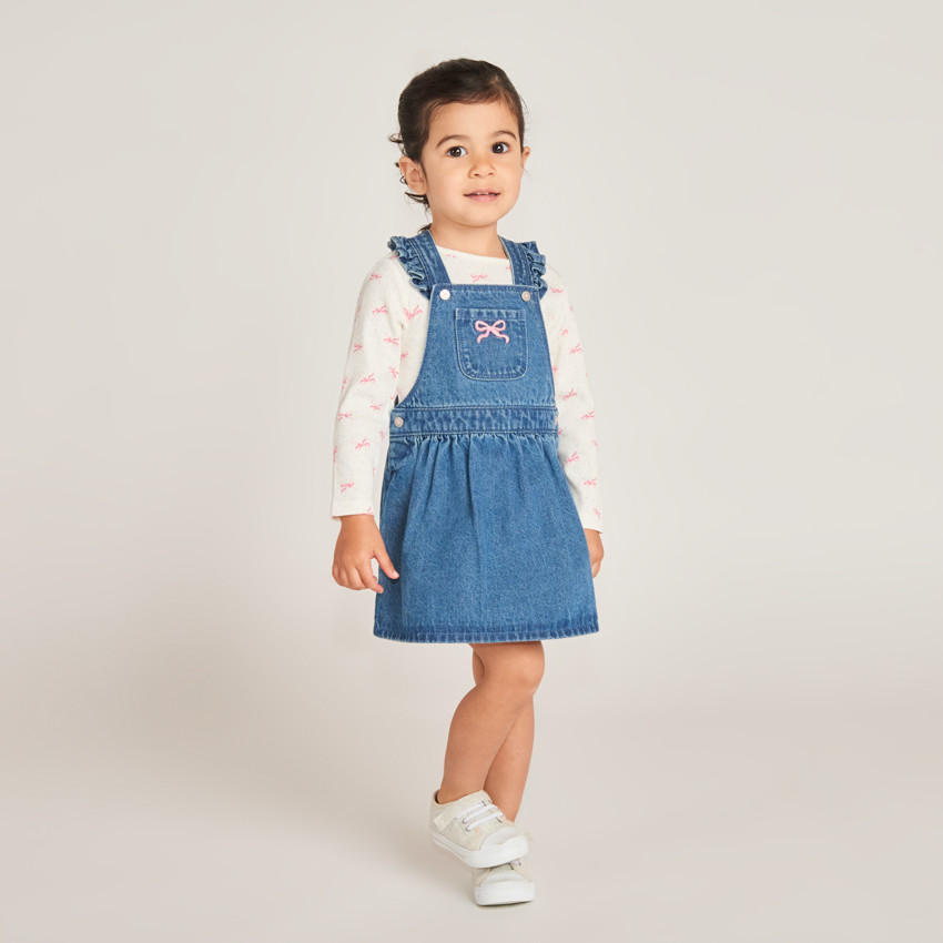 Robe salopette évasée en denim pour bébé fille
