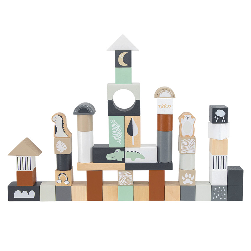 Jeu de construction en bois - 50 pièces 