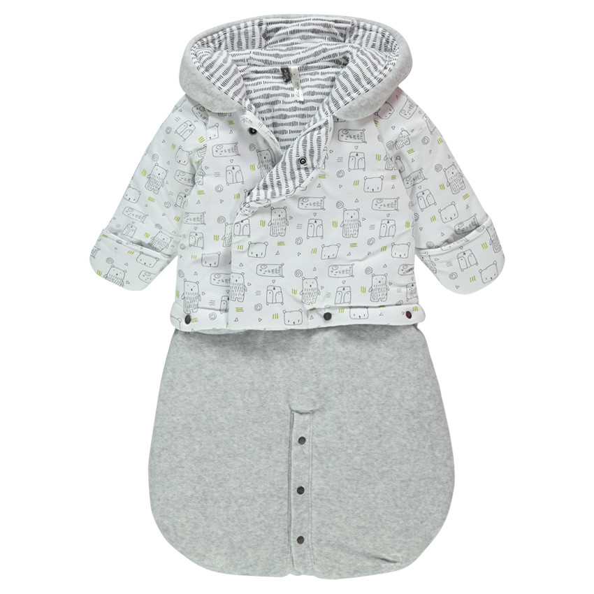 Nid d'ange en velours et jersey avec bas amovible 