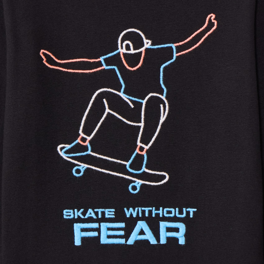 T-shirt manches longues brodé skateboard pour garçon  