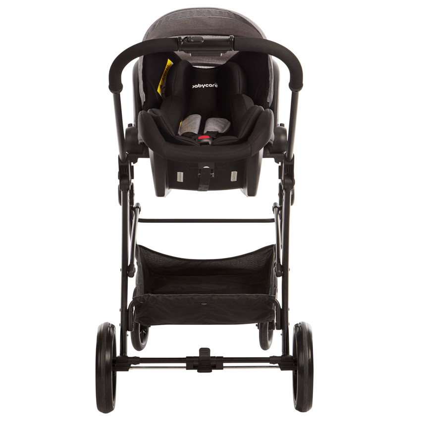 Poussette trio combinée avec siège-auto et couffin gris chiné/noir - Gris (Babycare) - Image 6