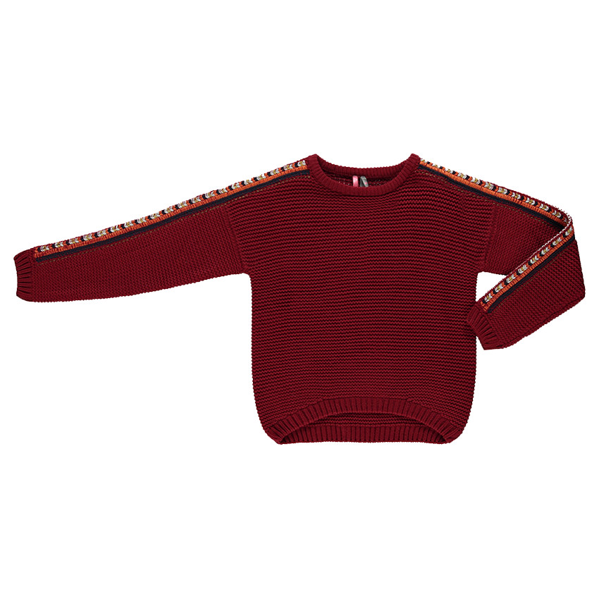 Junior - Pull large en grosse maille avec broderies 