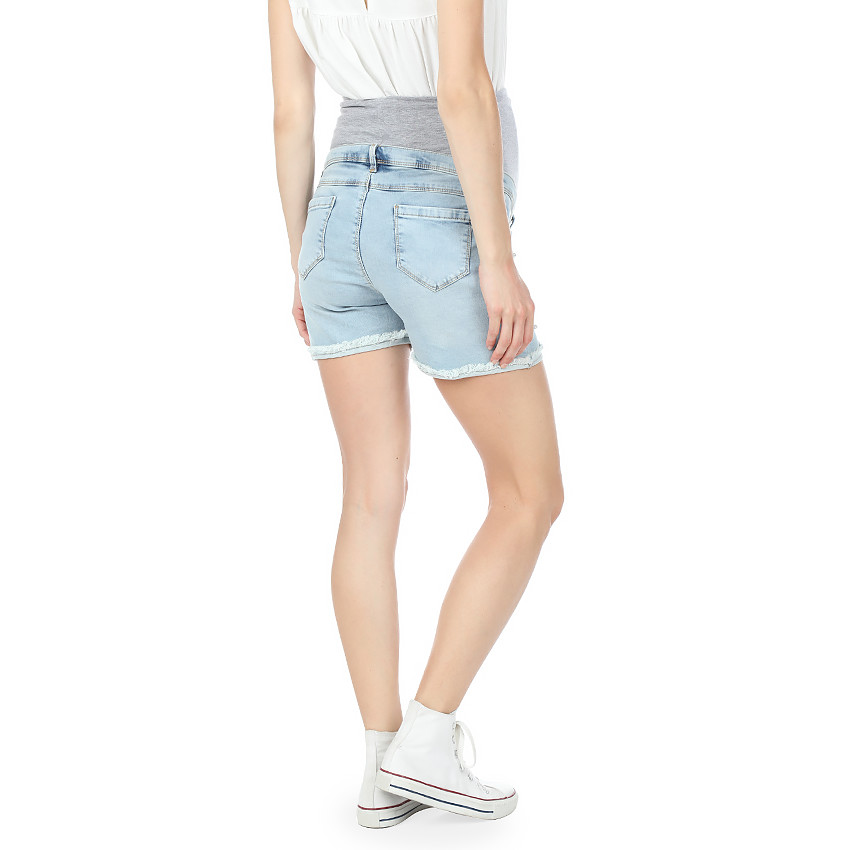 Short de grossesse en jeans avec perles rivetées Main Short de grossesse en jeans avec perles rivetées