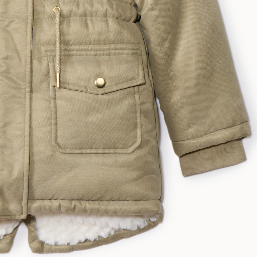 Parka déperlante à capuche effet fourrure pour fille 