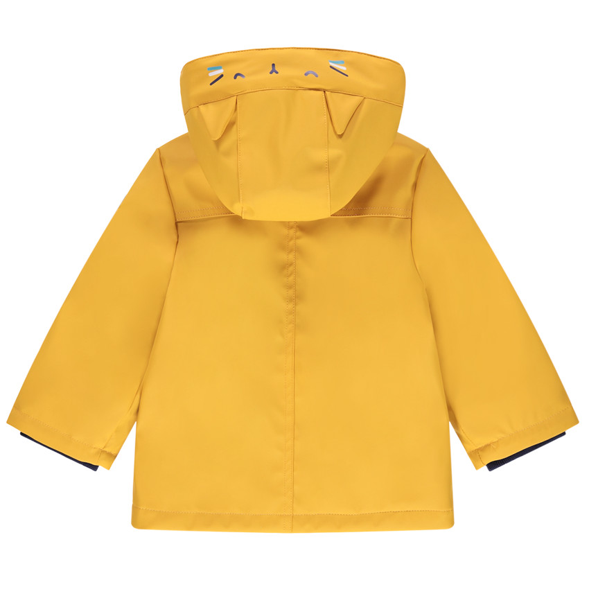 Parka en gomme jaune doublée jersey à rayures 