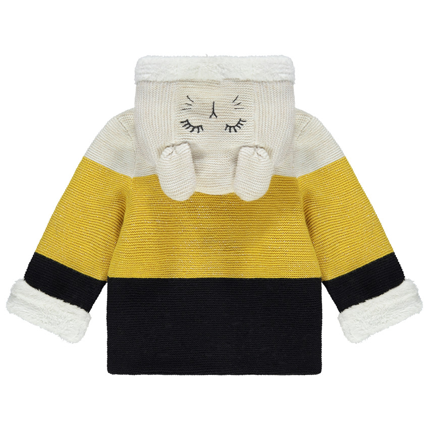 Veste en tricot tricolore doublée sherpa 