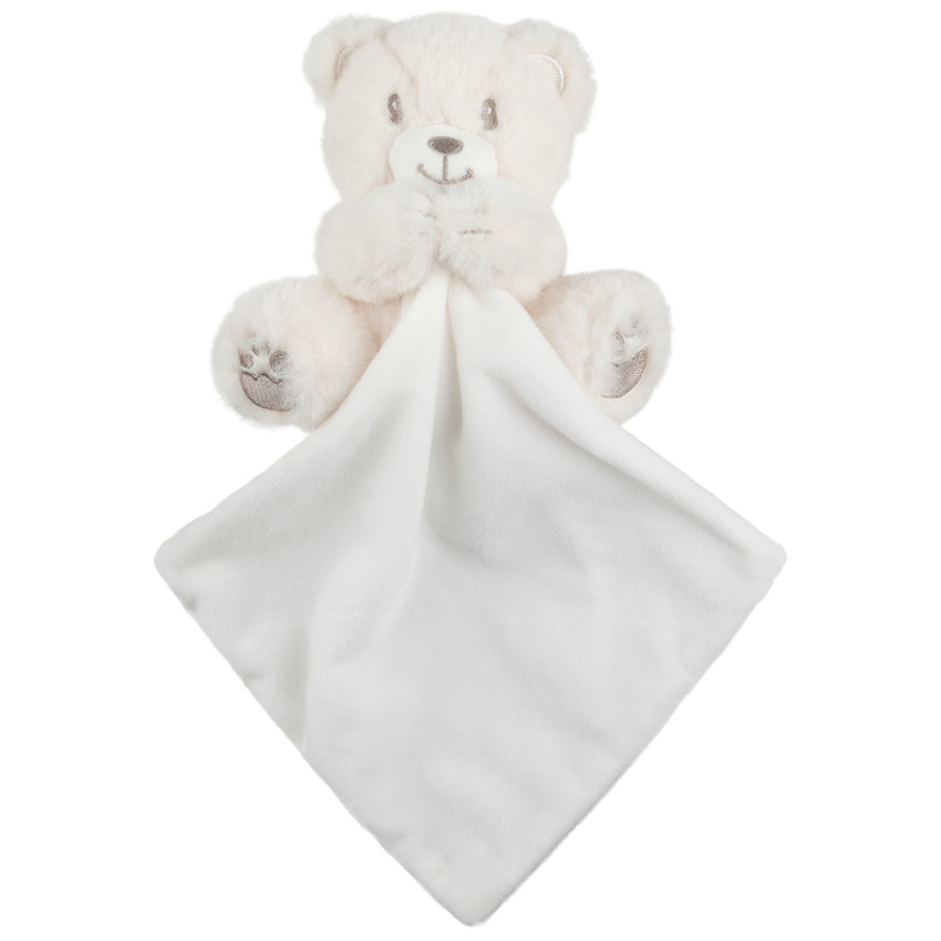 Doudou ourson à détails brodés argentés 