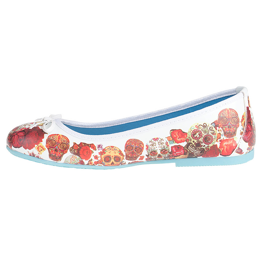 Ballerine imprimé tête de mort et roses  