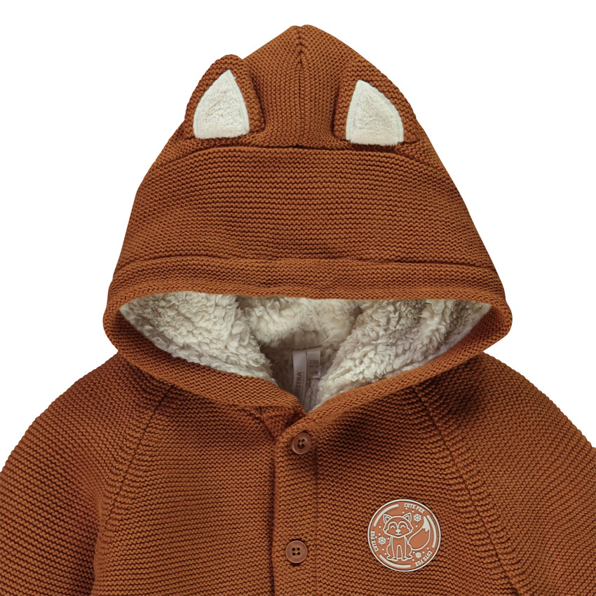 Gilet en tricot avec capuche ludique et doublure pour bébé garçon 
