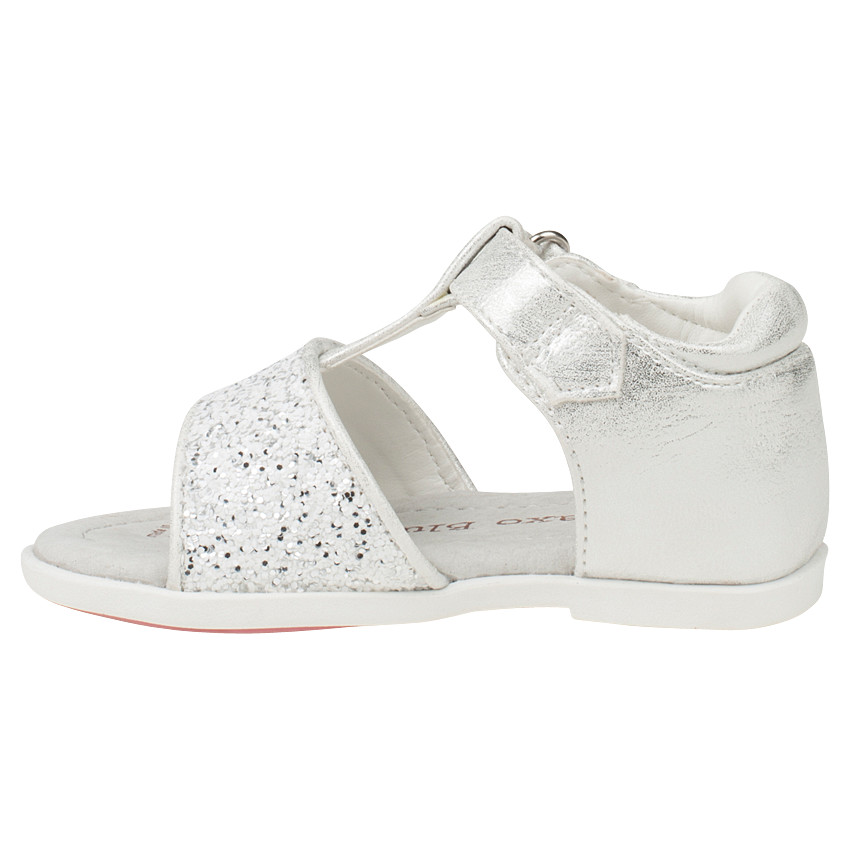 Nu-pieds blancs à paillettes et scratch 