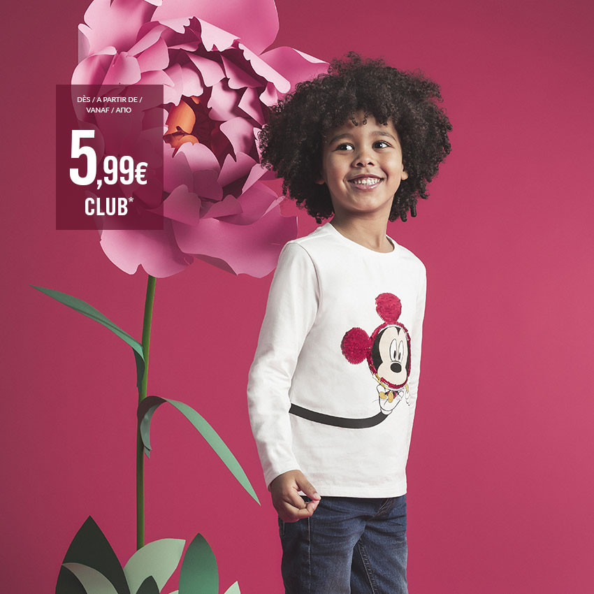 T-shirt manches longues en jersey print Mickey Disney et sequins magiques 