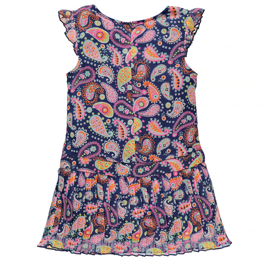 Robe plissée manches courtes imprimée all-over 