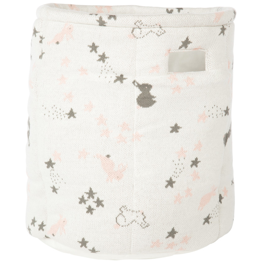 Panier de rangement en tricot imprimé lapins