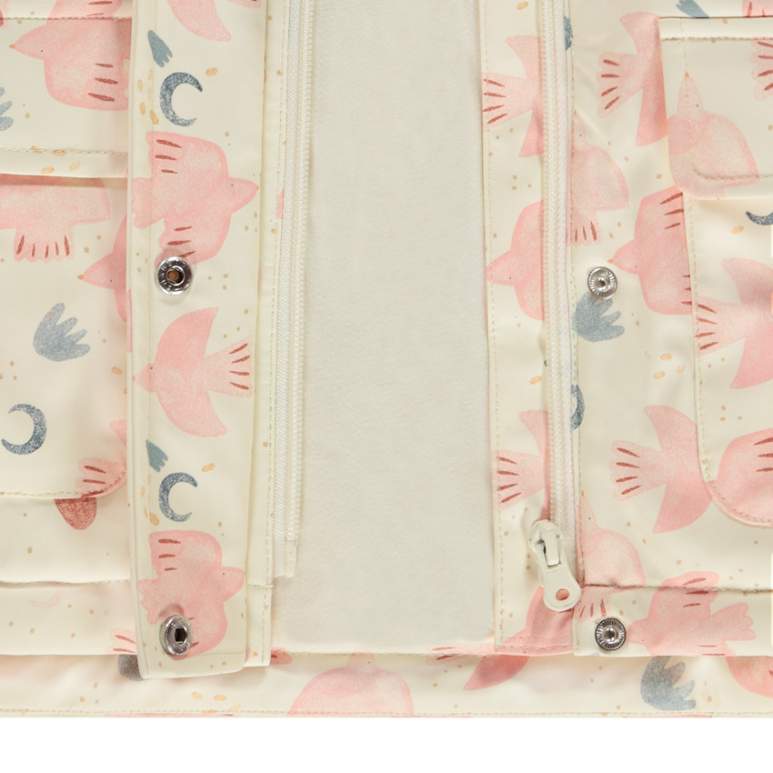 Parka gomme déperlante imprimé oiseaux pour fille 