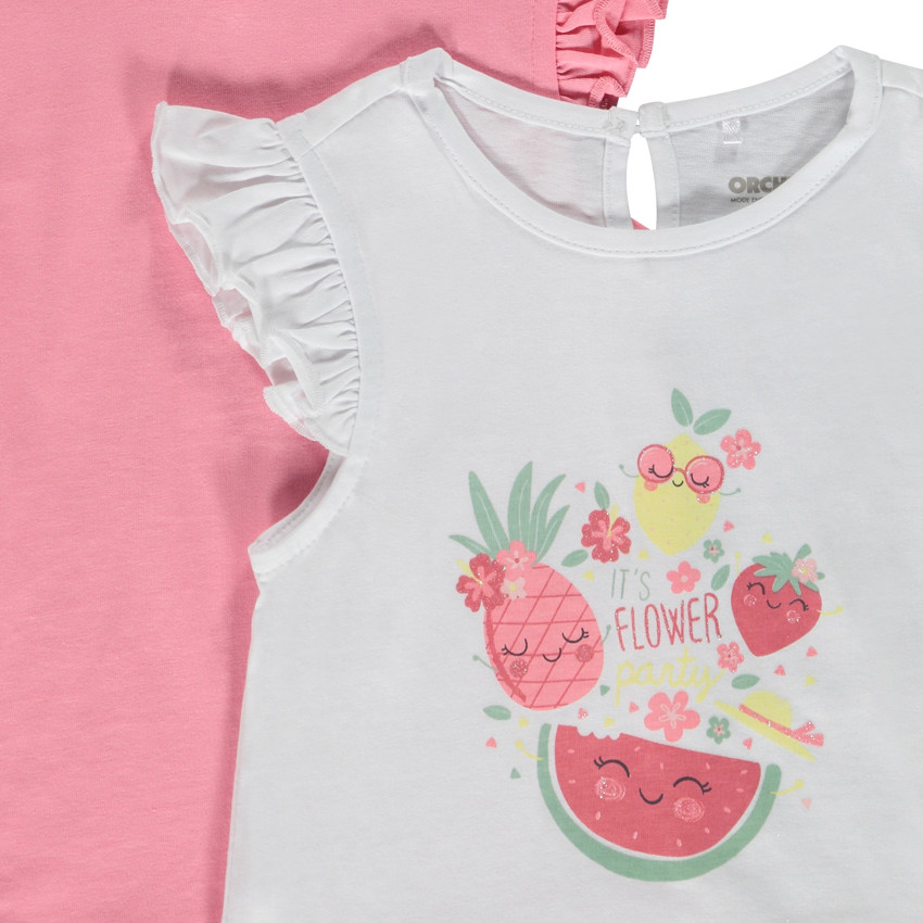 Lot de 4 t-shirts manches courtes volantées pour bébé fille 