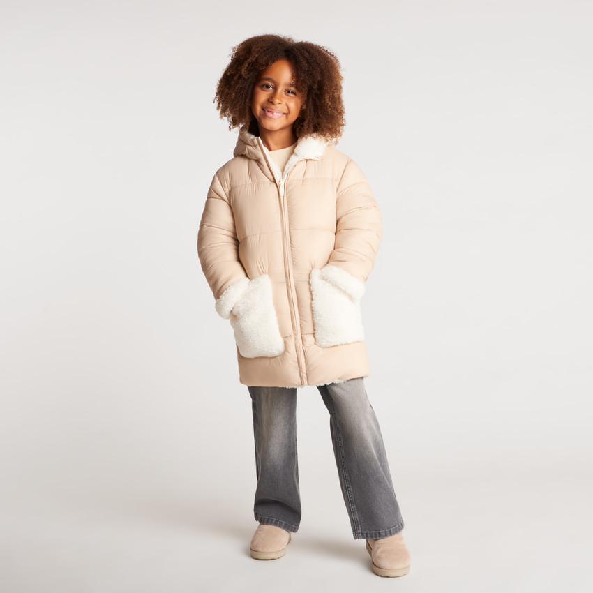 Doudoune longue réversible à capuche fille 