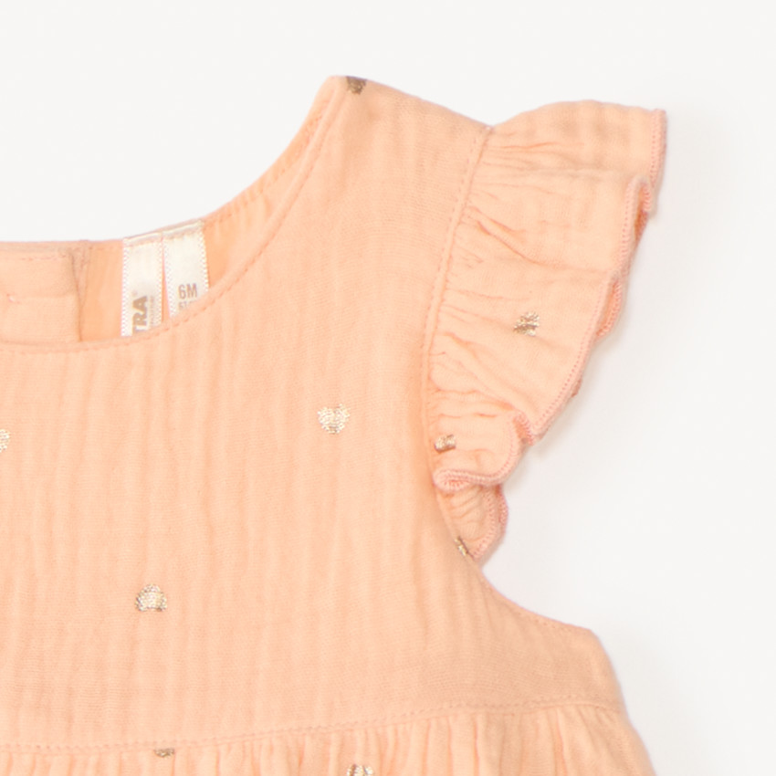 Robe 2-en-1 en gaze de coton imprimé cœurs dorés pour bébé fille 