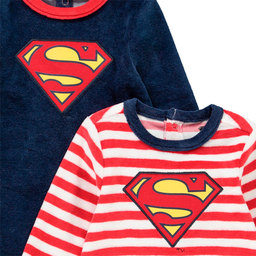 Lot de 2 dors-bien en velours Superman Warner pour bébé garçon 