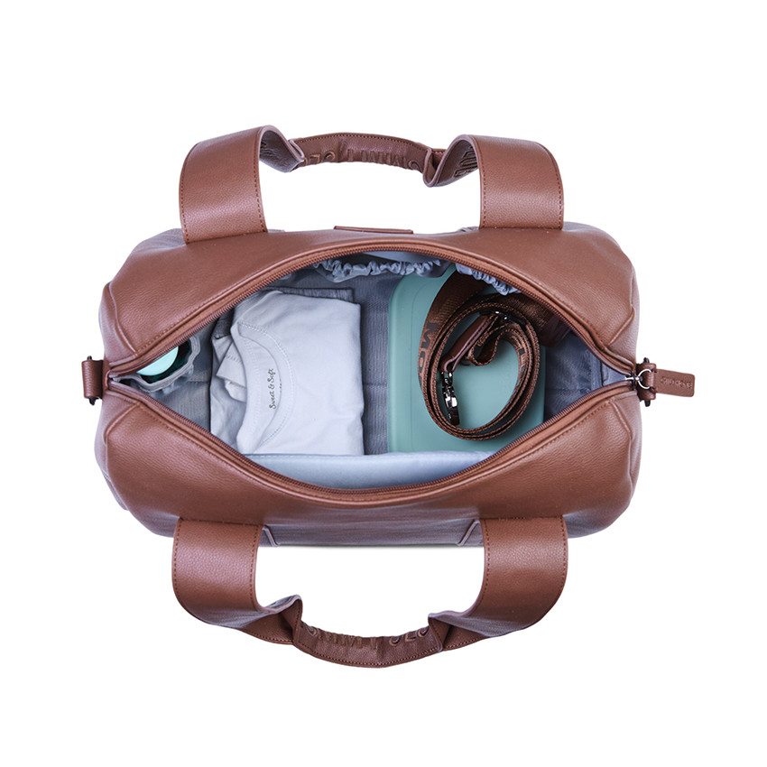 Sac à langer Mommy Club Signature en cuir vegan + tapis dark brown 