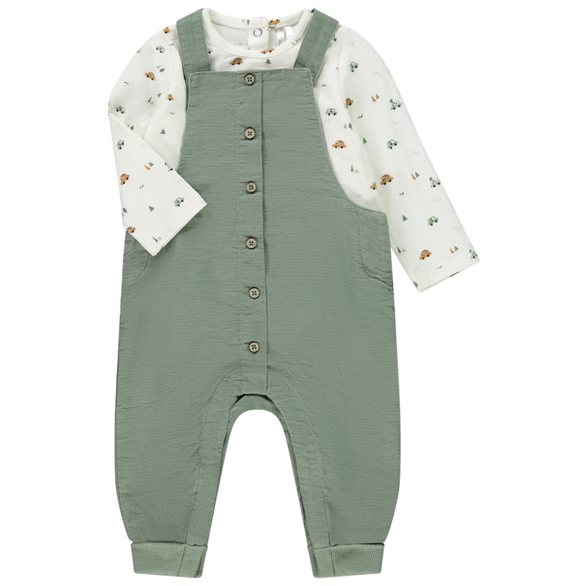 Ensemble salopette doublée + t-shirt manches longues bébé garçon 