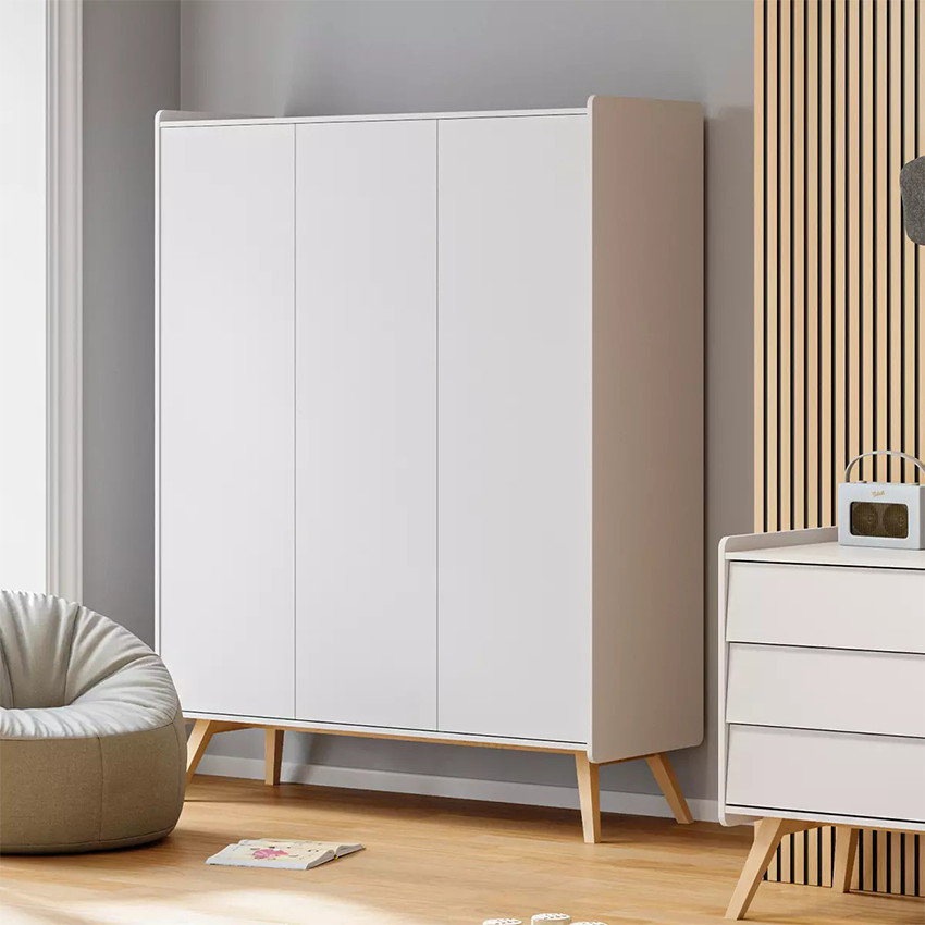 Armoire à 3 portes Vintage blanc/chêne 