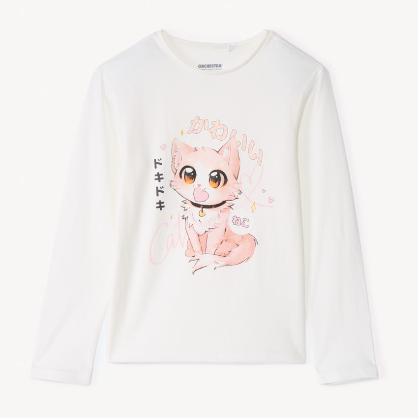 T-shirt manches longues print animé Manga pour fille  