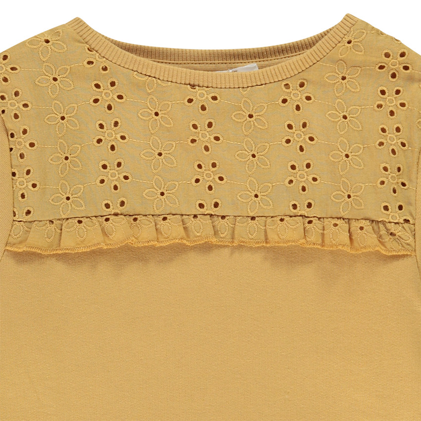 Sweat en molleton gratté avec broderie anglaise pour fille Main Sweat en molleton gratté avec broderie anglaise pour fille