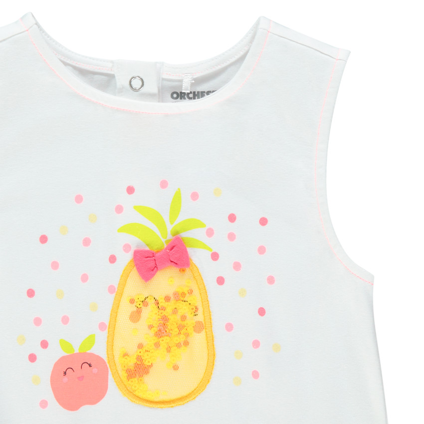 Débardeur en maille avec fruits à détails brodés et sequins 