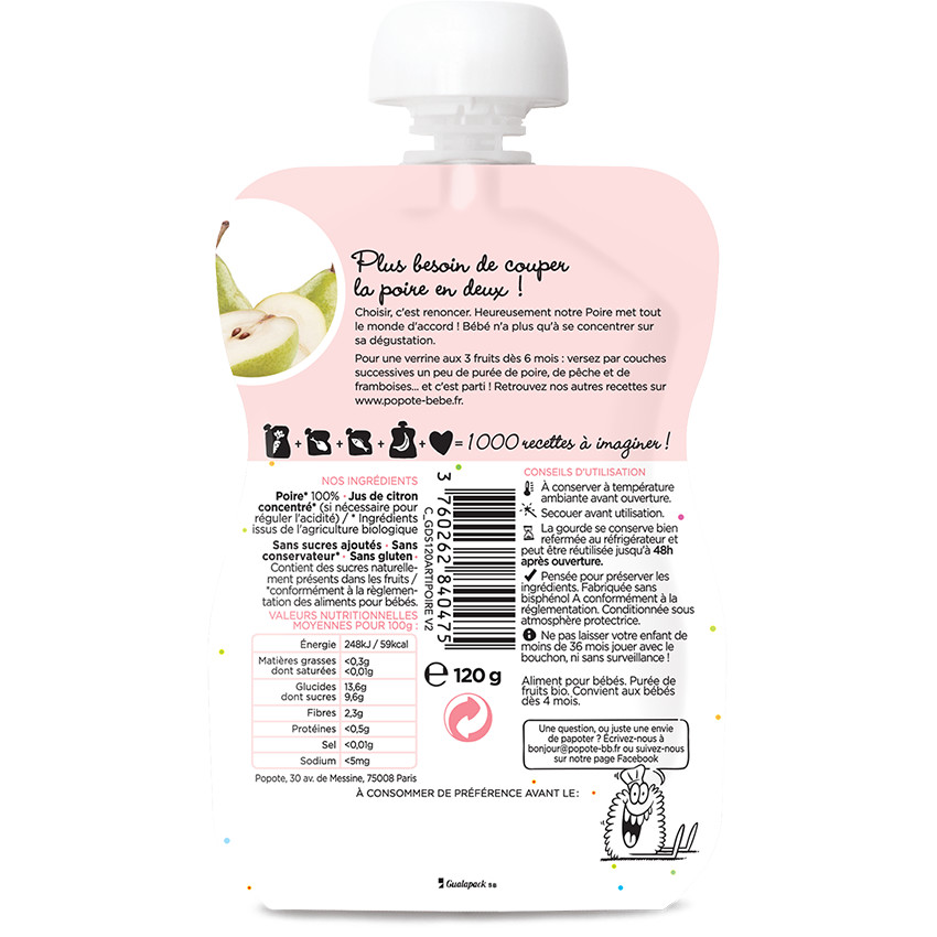 Gourde à la poire bio - 120g 