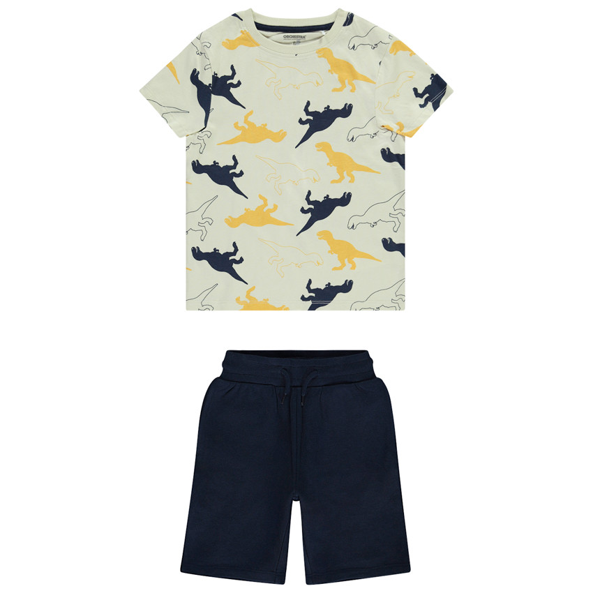 Ensemble t-shirt manches courtes imprimé dinosaure + short pour garçon 