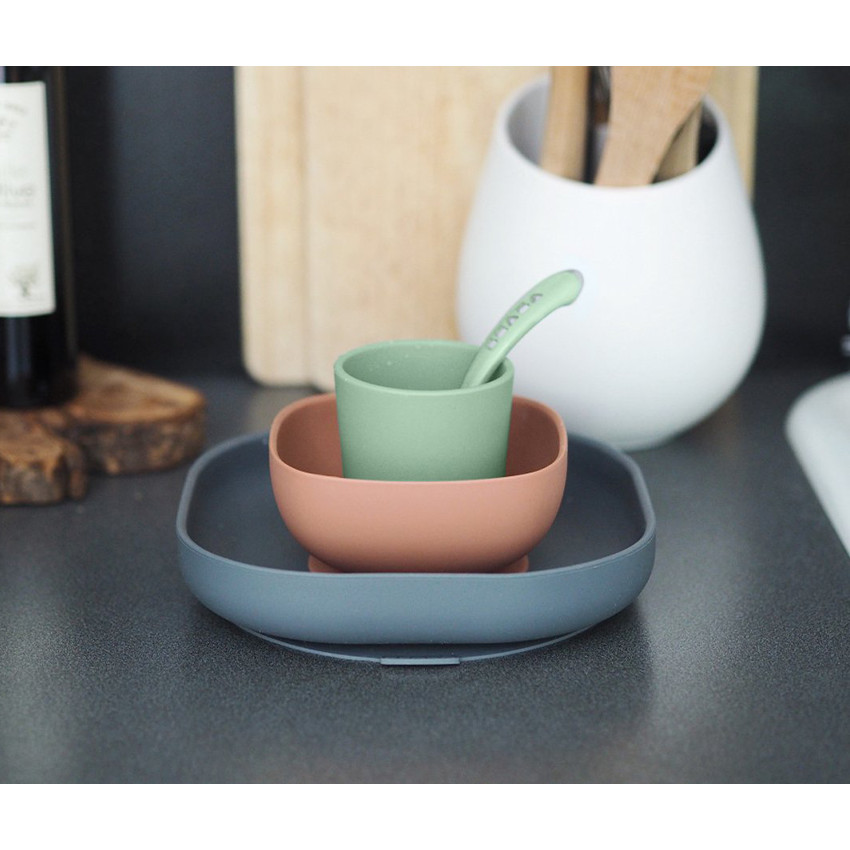 Set vaisselle silicone 4 pièces Mineral 