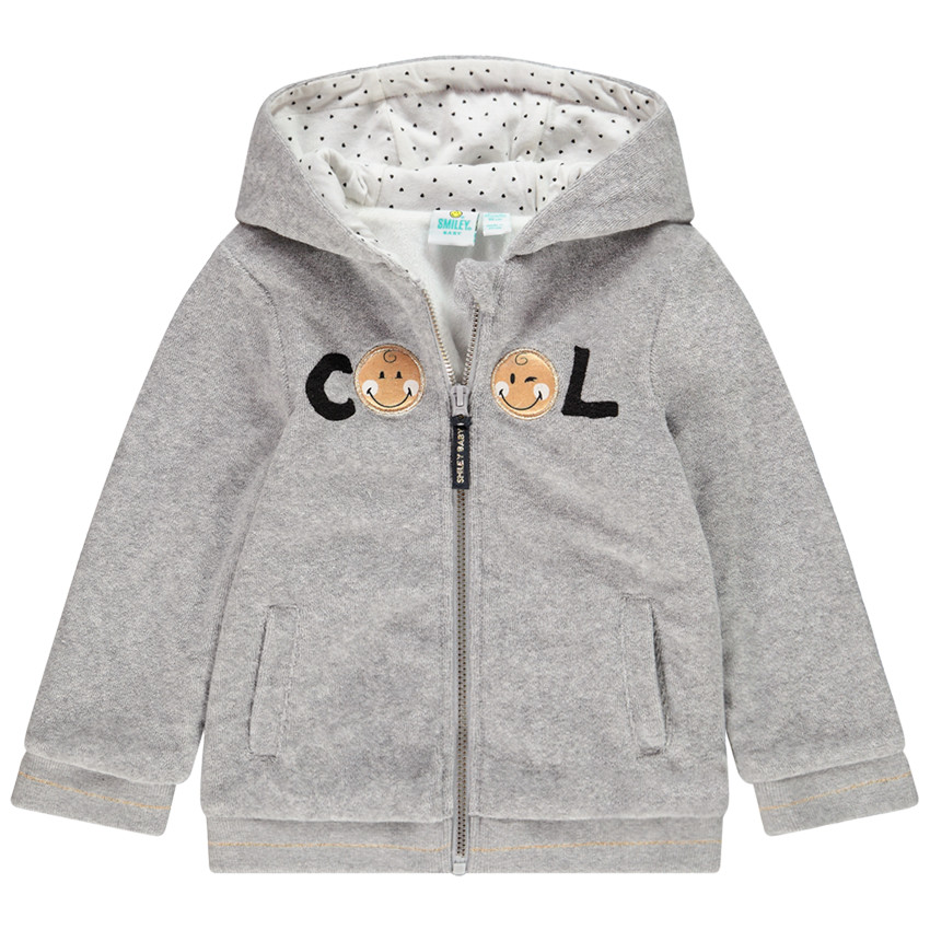 Gilet à capuche broderie Smiley Baby pour bébé fille 
