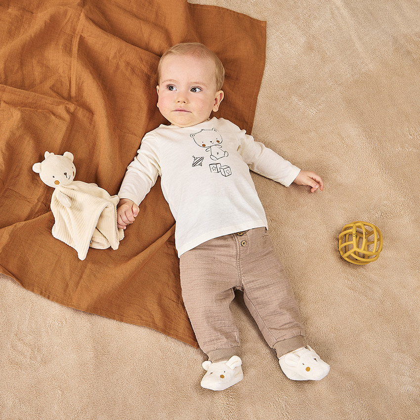 Chaussons en velours motif ourson pour bébé 