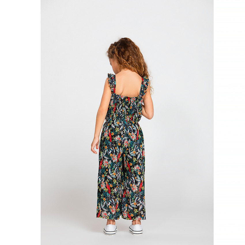 Combinaison longue fluide imprimé tropical pour fille 