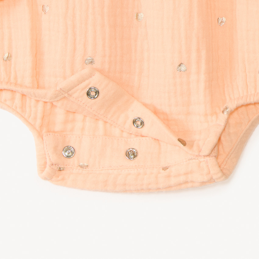 Robe 2-en-1 en gaze de coton imprimé cœurs dorés pour bébé fille 