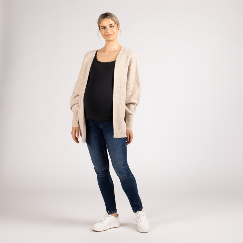 Gilet long à manches longues en tricot uni pour femme 
