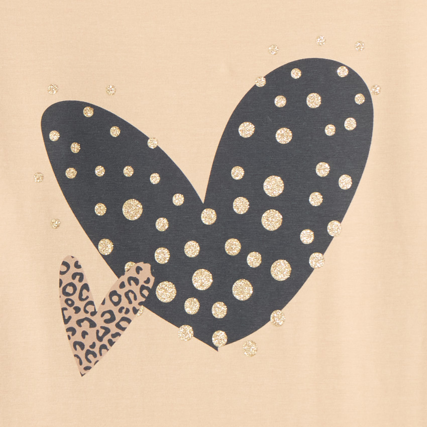 T-shirt manches longues fille avec imprimé fantaisie et paillettes 