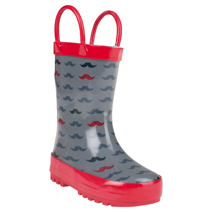 Bottes de pluie à anses motif moustaches 