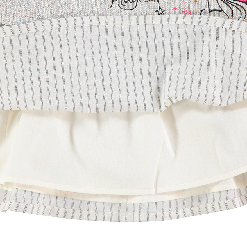 Robe manches longues effet 2 en 1 en maille avec print licorne 