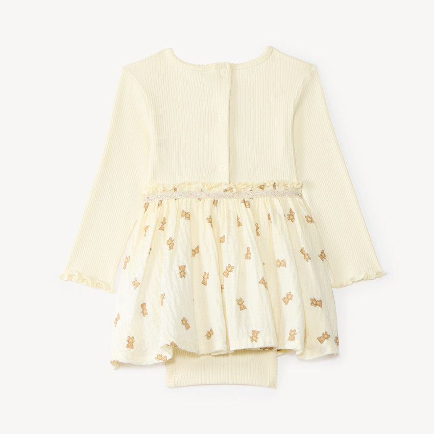 Robe effet 2 en 1 imprimé oursons pour bébé fille 