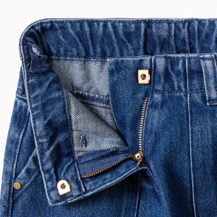 Jean large en denim avec poches plaquées pour fille  