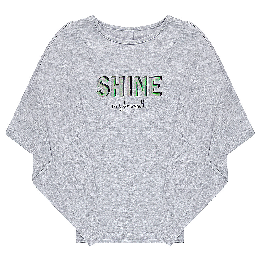 Tee-shirt manches chauve-souris avec message en foil iridescent 