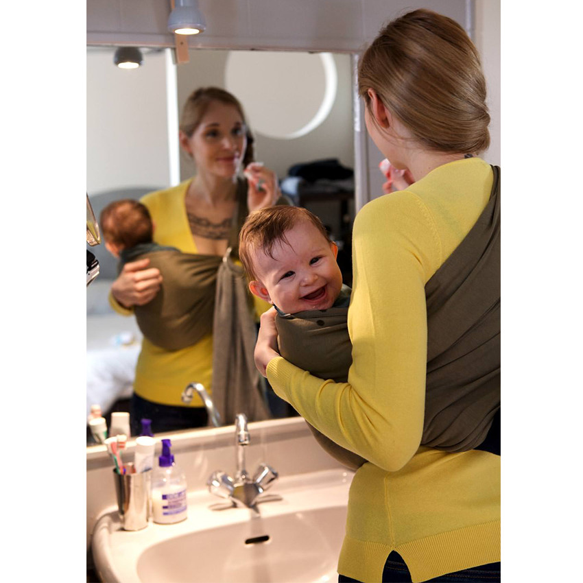 Echarpe de portage sans nœud - Chiné/Olive 