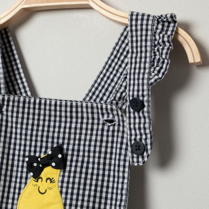 Robe tablier à carreaux vichy et poire brodée 