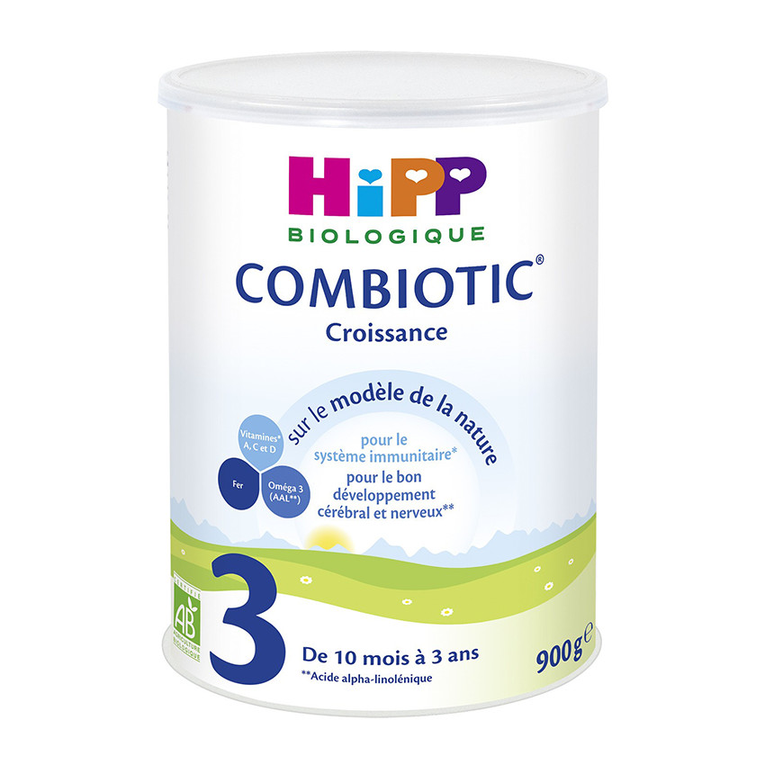 Lait de croissance en poudre bio 3 Combiotic de 10 mois à 3 ans - 900g 