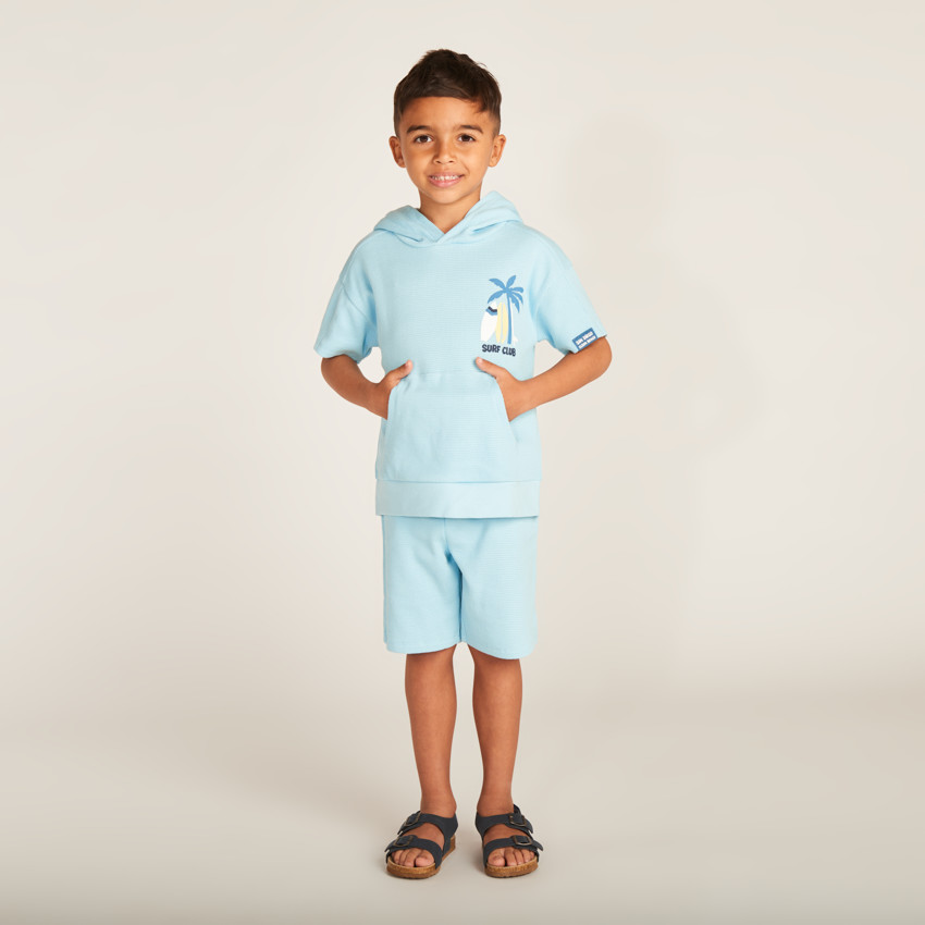 Ensemble 2 pièces t-shirt style sweat + short print surf pour garçon 
