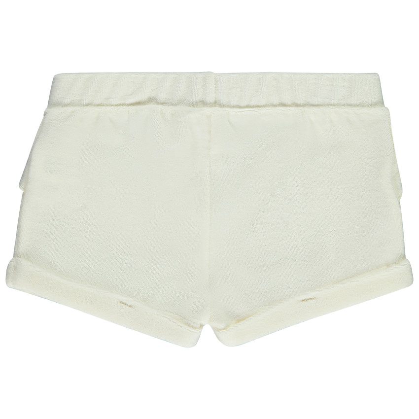 Short uni en éponge avec volants + nœud pour bébé fille  